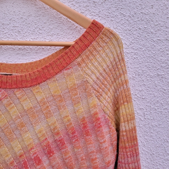 ⛔️Free People Ribbed Sunset Rainbow Pullover Sweater L - Picture 3 of 7